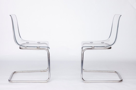Image 1 of Set of 4 IKEA “Tobias” Chairs – Design by Carl Öjerstam, 1990s–2000s, Transparent Acrylic Seat, Chrome Frame, Modern Design