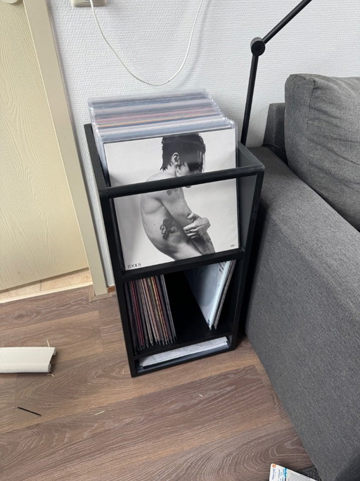 Mueble para discos de vinilo de madera negra