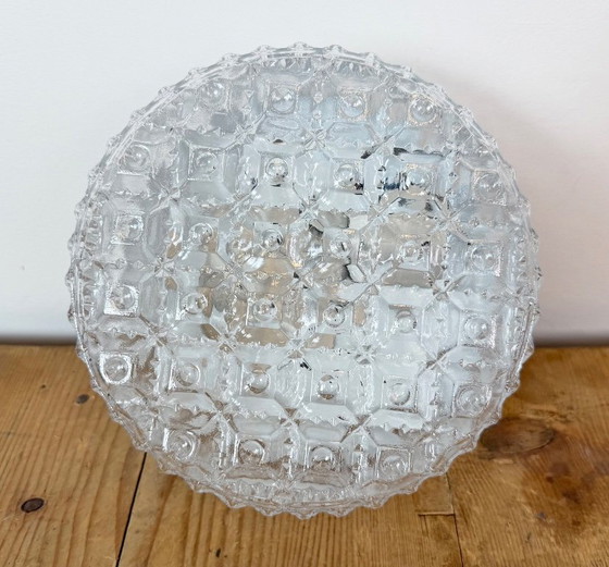 Vintage glazen wand- of plafondlamp uit de jaren 70. – Wandlampen, Glass, Metal (photo 6 of 15)