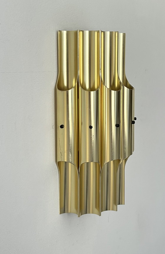 Image 1 of Lampada da parete vintage curva Karlby &quot;Pan&quot;, ottone, Lyfa Danimarca 1960