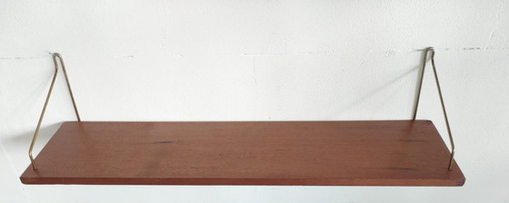 Set van 3 Vintage Teak Wandplankjes met Messing Beugels – Jaren '60 Mid-Century Deens Design – Wandrek, Wood (photo 35 of 52)