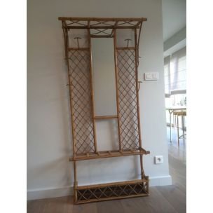 Image 1 of French vintage coat rack in rattan, 1970