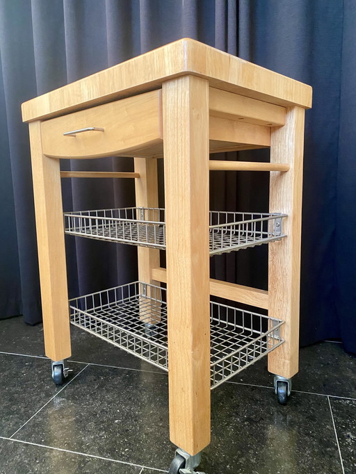 Massiv beuken houten keuken Trolley van Het Kookpunt