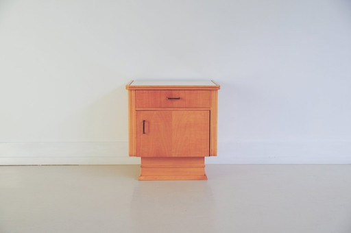 vintage light wood nightstand