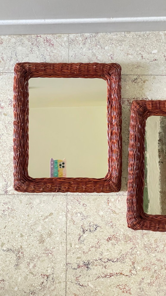 Image 1 of Coppia di specchi vintage in rattan