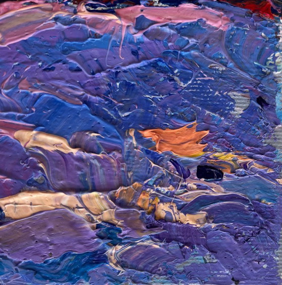 Image 1 of Original Oil Painting Evening Field Landscape Frosty winter evening