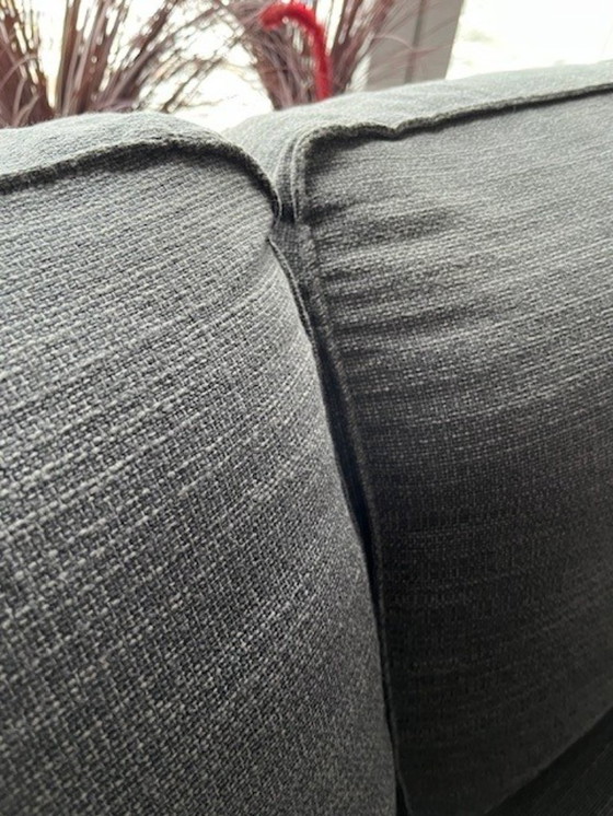 Image 1 of Sofa mit Chaiselongue, grau mit unbenutzten blauen Bezügen