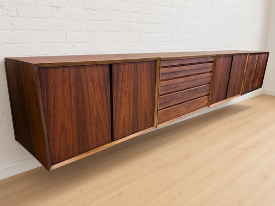 Poul Cadovius Floating Wall Mounted Rosewood Sideboard by CADO, 1960s. (photo 7 of 13)
