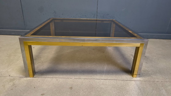 Image 1 of Vintage chrome and brass coffee table in the manner of Romeo Rega, 1970s