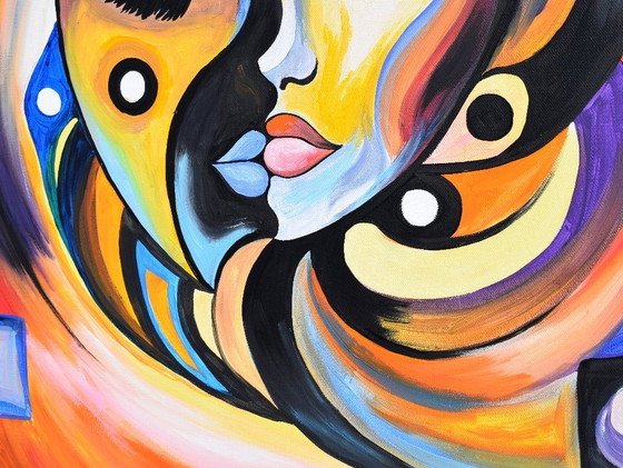 Image 1 of Original Painting "Yin and Yang" – Moder Symbolic Art (70x50 cm)