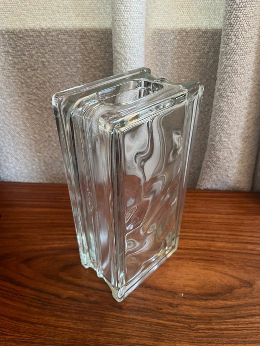 Jarrón vintage de bloques de vidrio