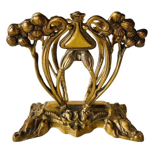 Antique art nouveau magazine rack brass letter holder 1900's