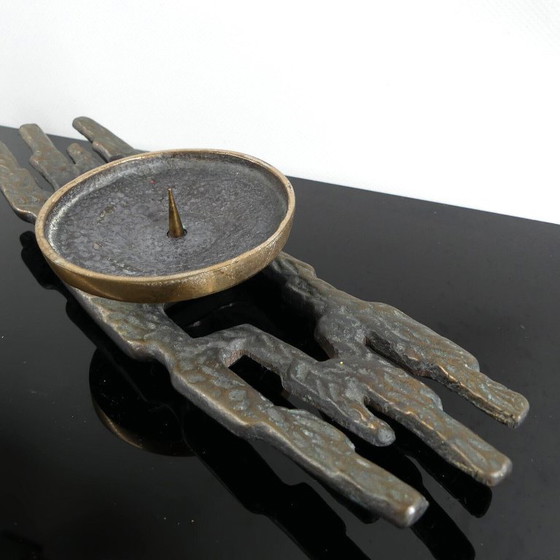 Image 1 of Brutalistische bronzen kandelaar, Horst Dahlbeck, jaren 1960