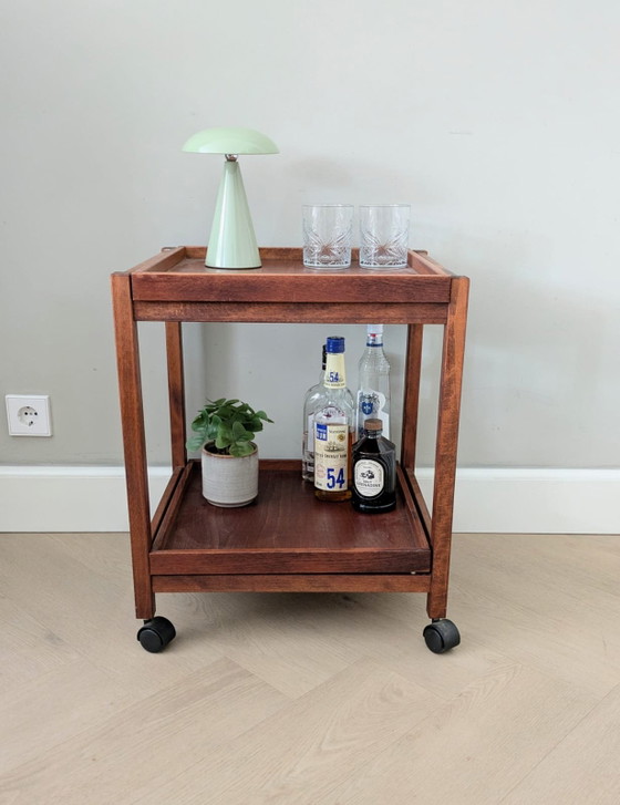 Image 1 of Vintage Scandinavisch design, houten trolley, barcart 