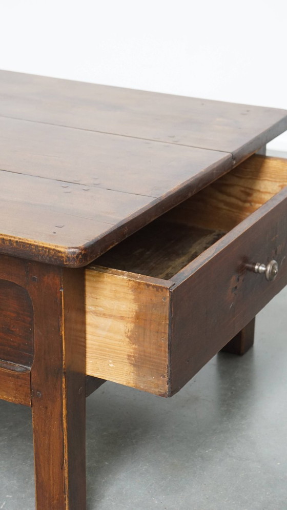 Image 1 of Antique French fruitwood coffee table with 5 drawers