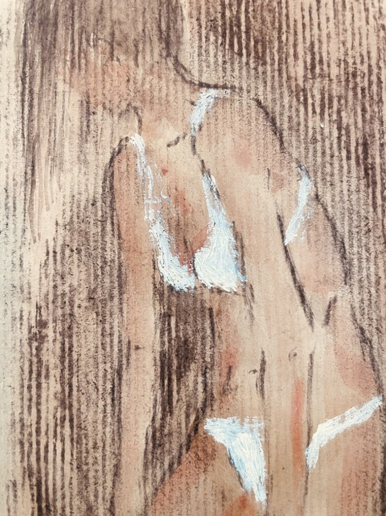 Image 1 of Preparatory sketch painting of a female portrait "fitting"