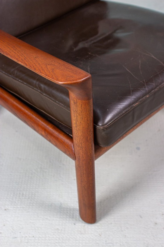 Image 1 of Vintage teakhouten fauteuil Sven Ellekaer comfortabele fauteuil uit het midden van de vorige eeuw