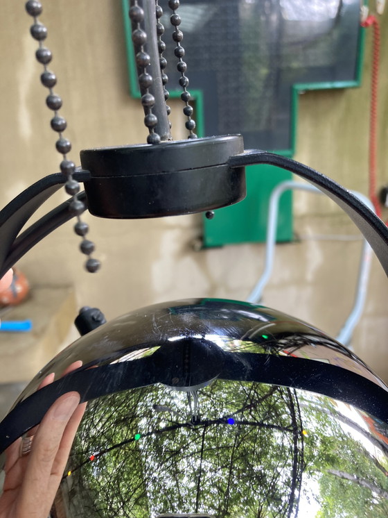 Image 1 of Pair of Chromed Metal Hangers, German Manufacture, 80's Hoffmeister Leuchten House