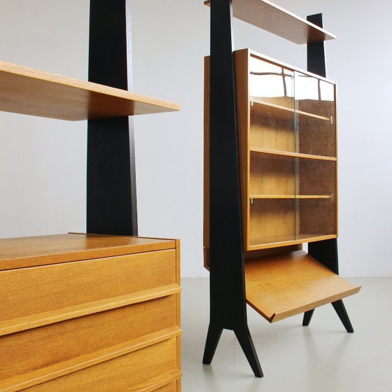 Image 1 of Vintage wandmeubel, plankenrek uit het midden van de 20e eeuw, volledig gerestaureerd, jaren 60