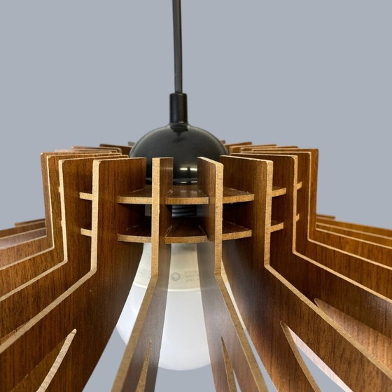 Image 1 of Portugese modulaire houten hanglamp in Scandinavische vintage stijl
