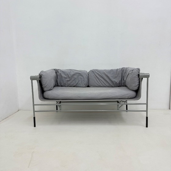 Grey 2 seaters with metal frame Bruno Rota for Esse, 1986 Italy, Textile, Modern (photo 2 of 15)