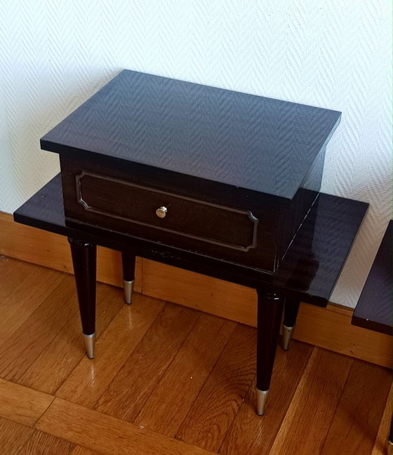 2x Mid-Century Gelakte Houten Nachtkastjes 1950 – Bijzettafels, Wood (photo 8 of 16)