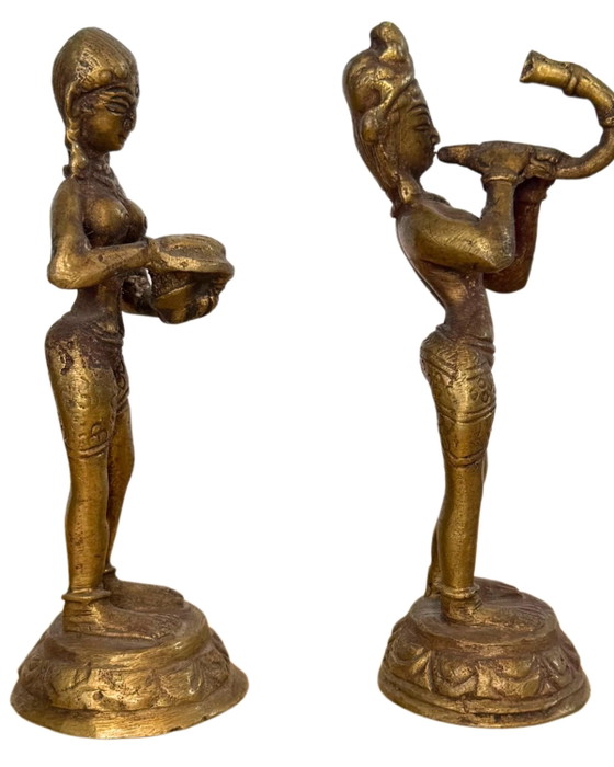 Hindu Bronze Altar Statues – Pair – Ritual Figures – Sculpture (photo 7 of 10)