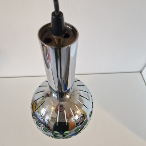 Vintage pendant lamp chrome spaceage lamp 1970s