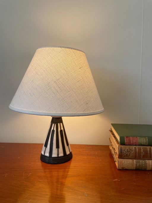 Scandinavian Modern Ceramic Table Lamp with Piano Key Design – 1960s, by M.A.&S., Sweden