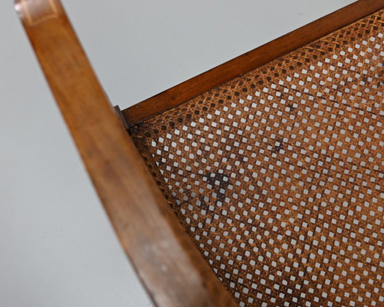 Image 1 of Vintage caned slant bench, 1950s