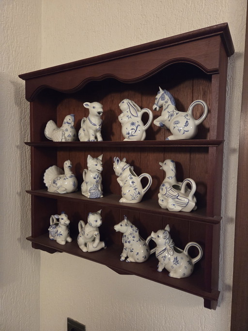 Vintage Franklin Mint Country Friends Set de 12 crémiers en porcelaine peints à la main