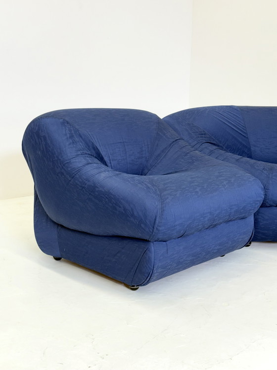 Image 1 of Modular Sofa / Armchairs Space Age Set in Blue by Airborne