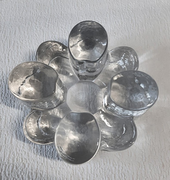 Image 1 of Vintage Georgshütte Glasdesign Theepotwarmer – IJsglas Rechaud – 15 cm | West Germany 1970