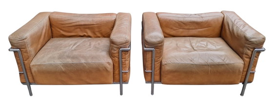 Le Corbusier Poltrone Cassina LC3 Originali d'Epoca (Coppia) – Vintage Anni '70 – Pelle Cognac – N. di Serie (photo 2 of 16)