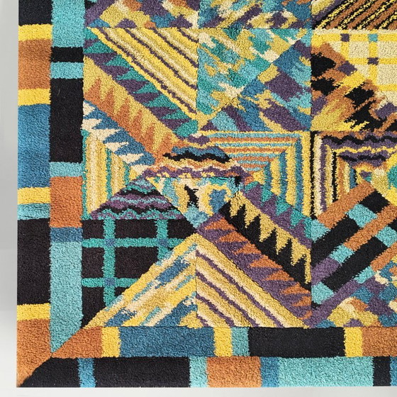 1980s Missoni geometrisch patroon vloerkleed, Multi Color, Vloerkleden en tapijten, Textiel, Geel, Abstract (foto 12 van 14)