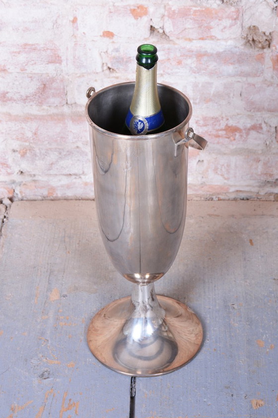 Secchiello champagne Art Déco originale da terra, metallo argentato, Francia, anni '20, Accessori da tavola (foto 11 di 13)