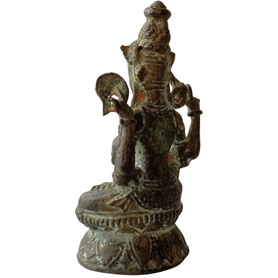 Antigua Estatua Tibetana de Viaje Avalokiteshvara – Vitarka Mudra – Siglo XVIII – Esculturas, Bronze (photo 6 of 9)