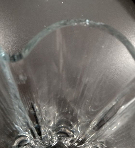Image 1 of Large Glass Bowl/Vase of Wavy Crystal Glass
