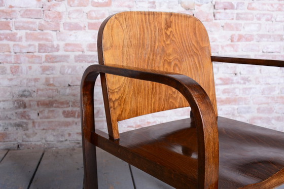 Restored Art Deco Armchair, by Tatra, Pravenec, Beech, Polished, Czech, 1930s – Wood (photo 12 of 13)