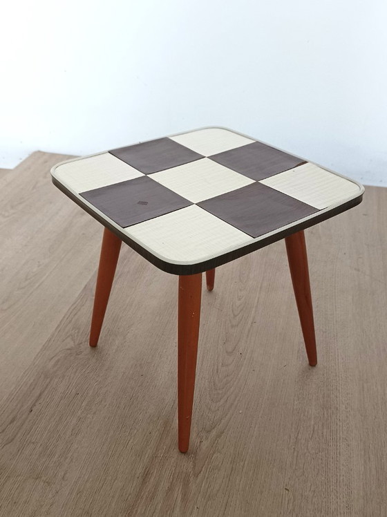 Image 1 of Sixties side table with checkered pattern