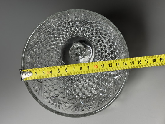 Image 1 of Campana para queso/mantequilla de vidrio prensado estilo Art Déco – Verreries de Scailmont, Bélgica, década de 1930