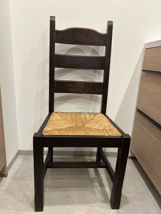 Image 1 of 4x Brutalistische ladderback stoelen