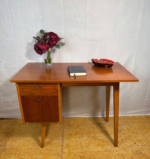 Mid-Century Retro Vintage Teak Small Desk 1960s, Danish Design Influence Charming Functional