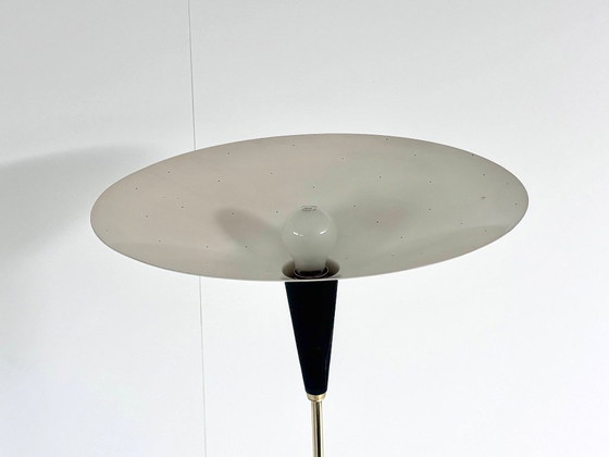 Lampada da terra vintage con uplighter e lampada da lettura, Ottone / Nero, Stile Mid-Century (foto 10 di 15)