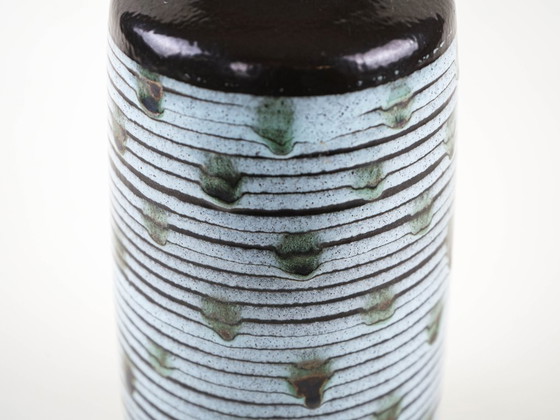 Vaso in ceramica, design tedesco, anni '70, prodotto in Germania Ovest, Vasi, Nero, Vintage (foto 6 di 8)
