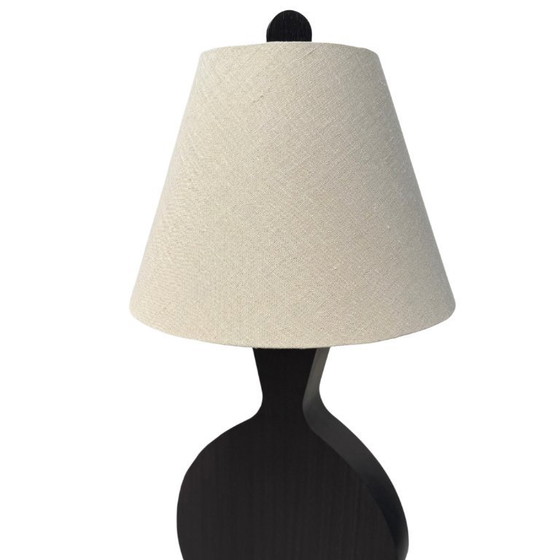 Image 1 of Lámpara de mesa postmoderna de madera oscura - al estilo de Roche Bobois (c. 1980, Francia)