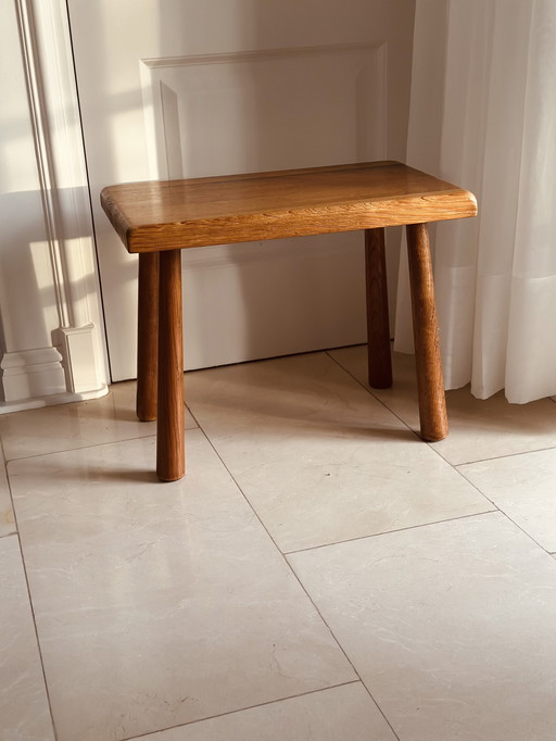 Brutalist side table oak Furniture Factory Oisterwijk plant table