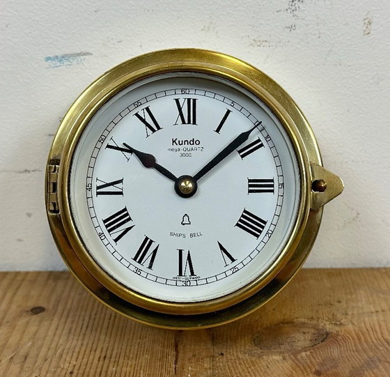 Image 1 of Orologio da nave tedesco in ottone d'epoca di Kundo, anni '70