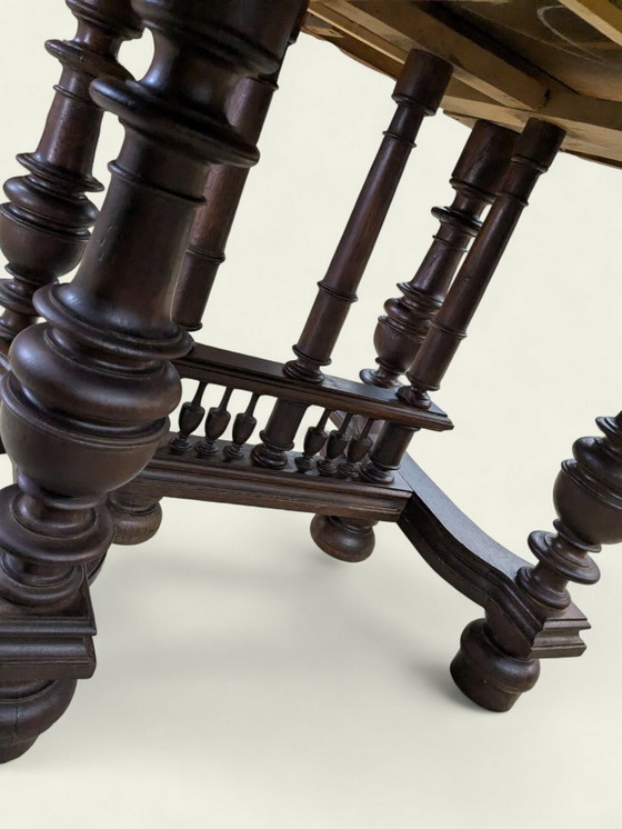 Image 1 of Table ancienne Gründerzeit | XIXe siècle | Chêne | Hauteur 74 cm | Table à manger vintage