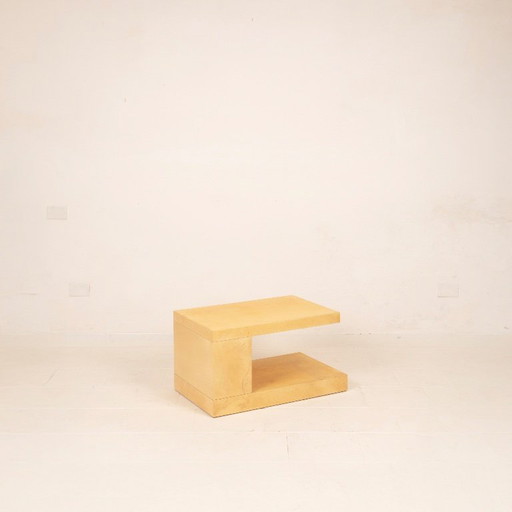 Aldo Tura Model 1977 Parchment Side Table Trolley for Tura Milano 1960